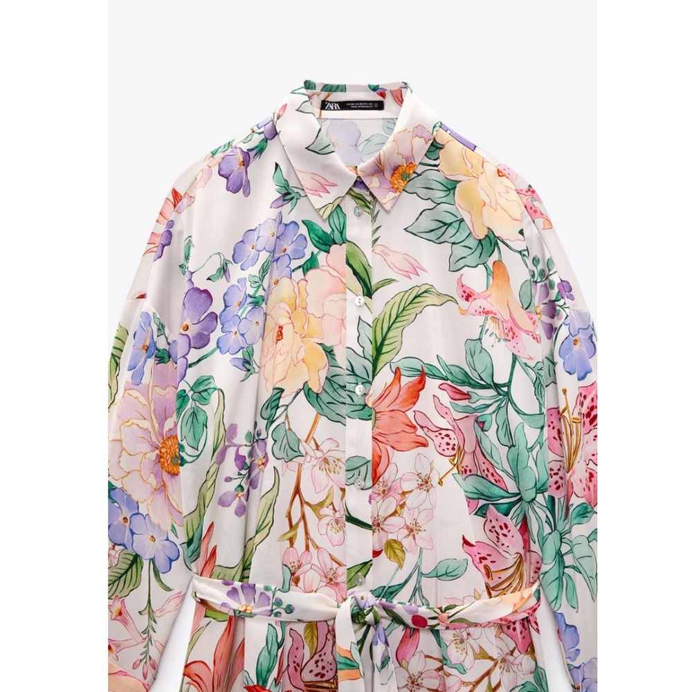 ✅SoLD✅Zara floral shirtdress - Picture 12 of 15
